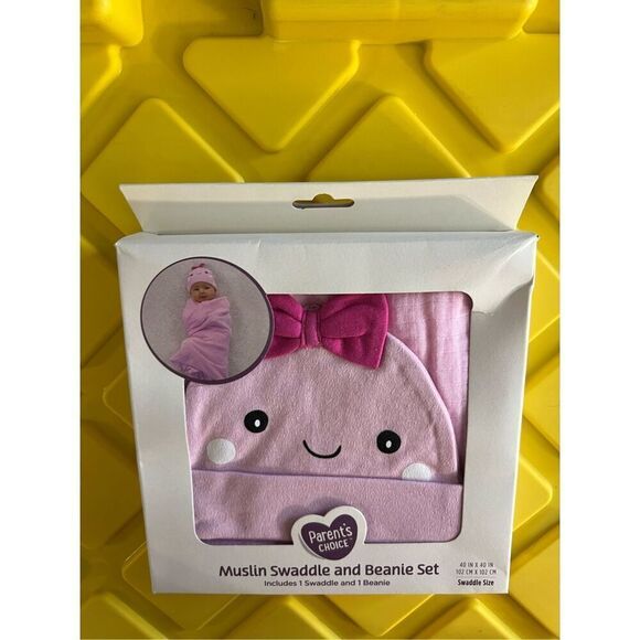 Muslin Swaddle And Beanie Set NEW 100% Cotton - Picture 4 of 7